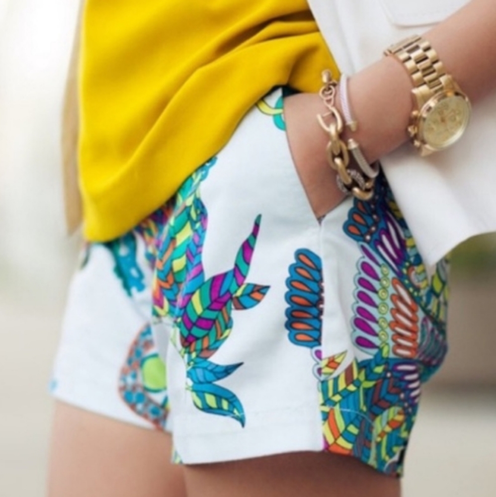*SOLD* BANANA REPUBLIC Trina Turk Collection Tropical Coral Reef Print Shorts - Picture 1 of 16